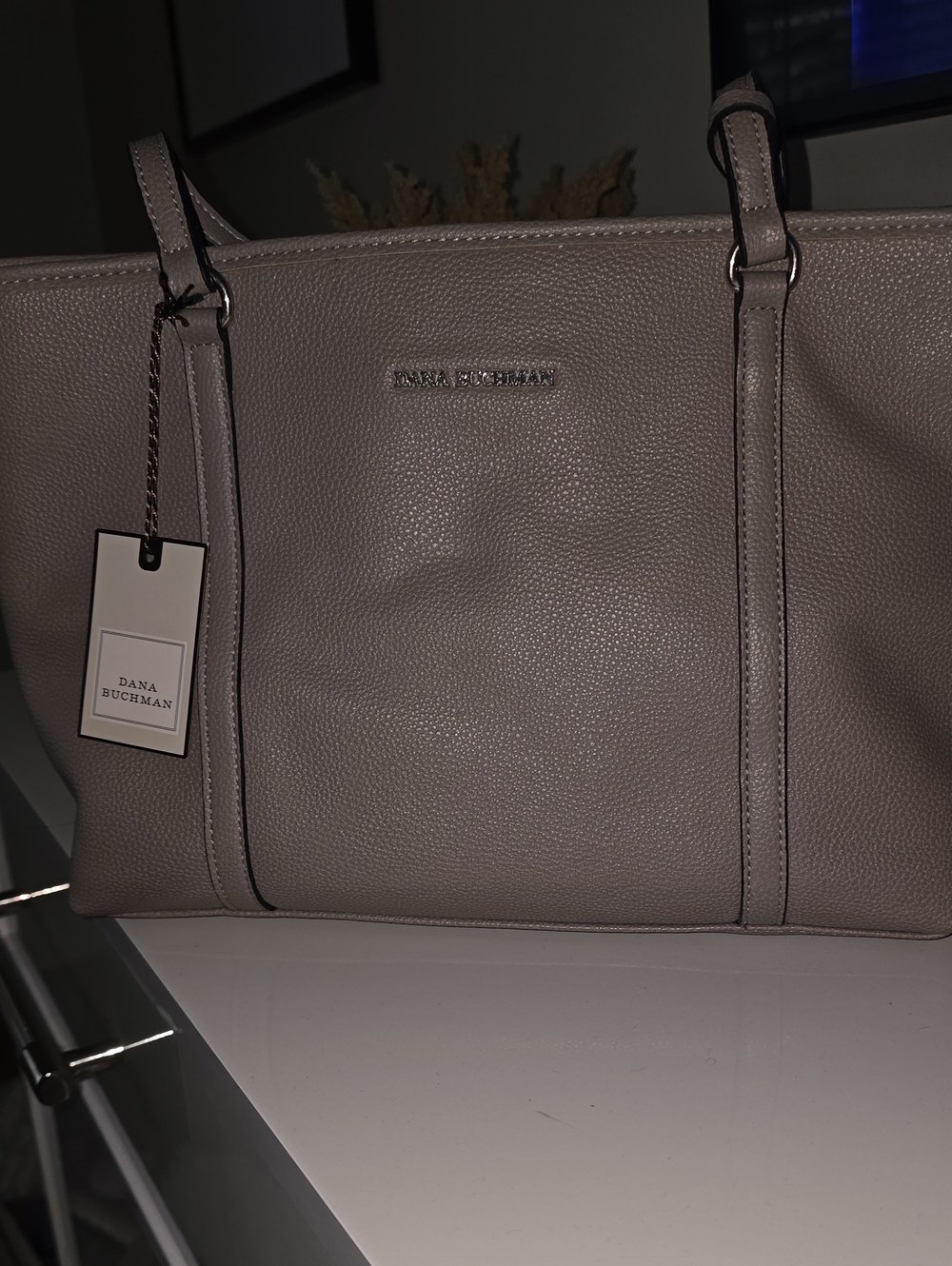 Dana Buchman Pebbled Taupe Tote with Double Straps